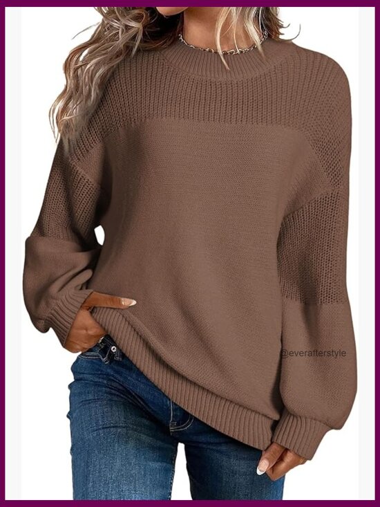 Sweaters - Casual Long Sleeve Crewneck Knit Pullover Sweater Jumper